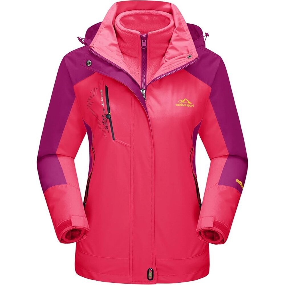 Women's Rose 3-in-1 Winter Waterproof Windproof Fleece Lined Winter Jacket